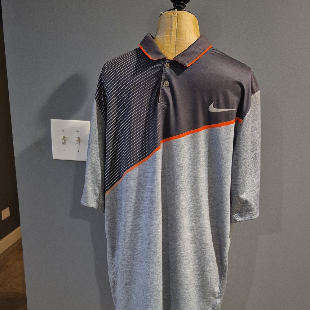 Nike Gray and Black Performance Polo Shirt